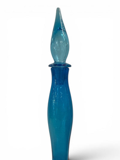 Vintage Blenko Circa 1958 Blue Glass Decanter by Wayne Husted - Stopper Not Original