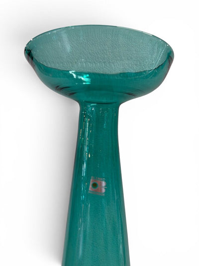 Vintage 1987 #8727 Blenko 24.5" Tall Antique Green Candle Vase by Don Shephard