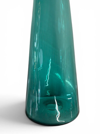 Vintage 1987 #8727 Blenko 24.5" Tall Antique Green Candle Vase by Don Shephard