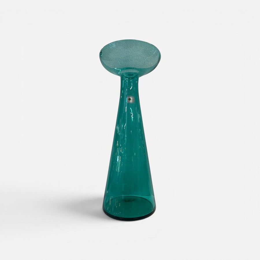 Vintage 1987 #8727-13 Blenko 13" Tall Antique Green Candle Vase by Don Shephard