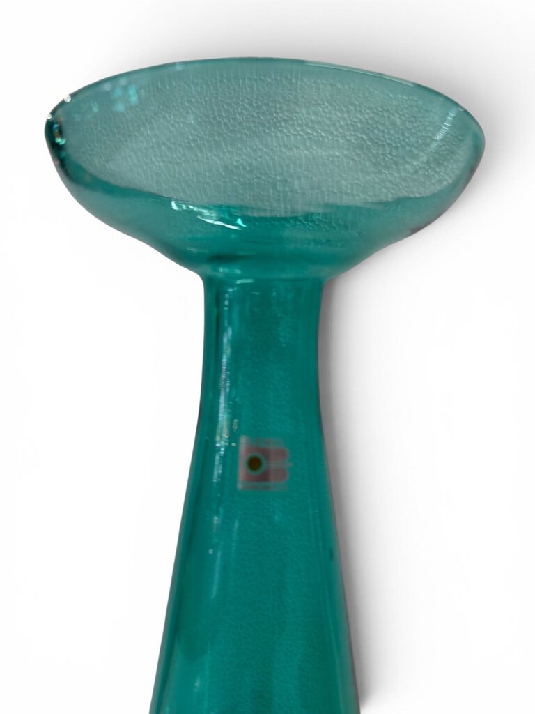Vintage 1987 #8727-13 Blenko 13" Tall Antique Green Candle Vase by Don Shephard