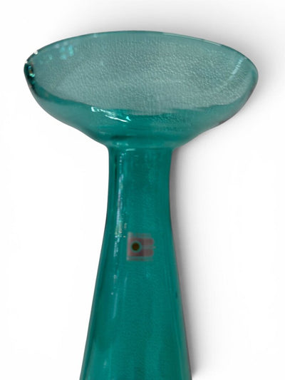 Vintage 1987 #8727-13 Blenko 13" Tall Antique Green Candle Vase by Don Shephard