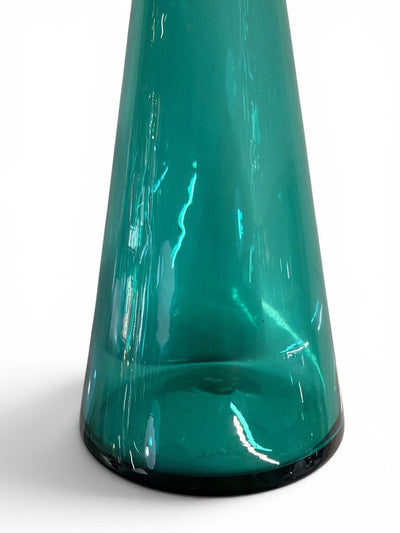 Vintage 1987 #8727-13 Blenko 13" Tall Antique Green Candle Vase by Don Shephard
