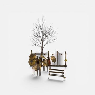 Signed Curtis Jere "Rainy Day Bus Stop" Wall Scuplture