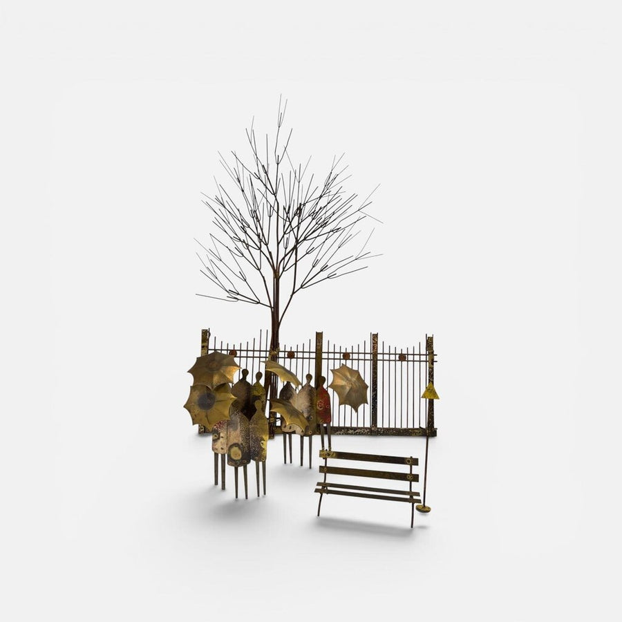 Signed Curtis Jere "Rainy Day Bus Stop" Wall Scuplture