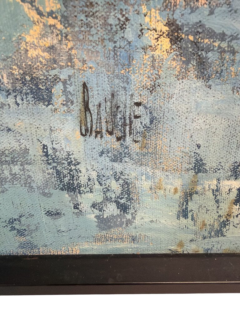 Framed Modern Expressionist Painting, Signed Baushe