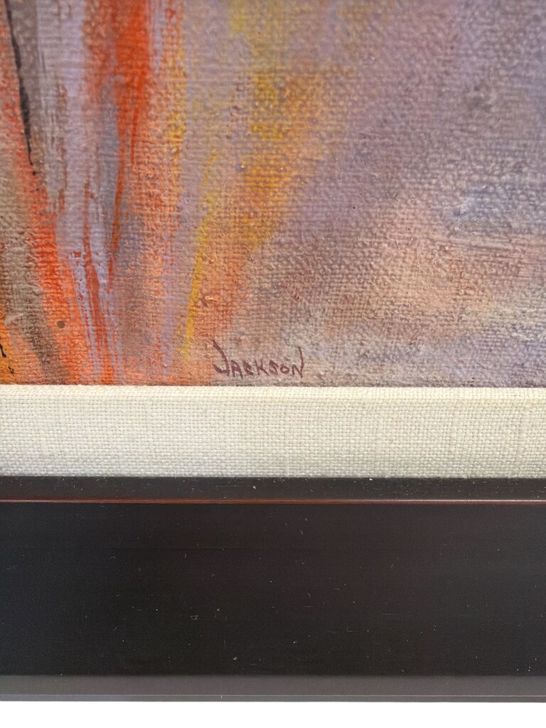 Framed Abstract Painting, Signed Jackson