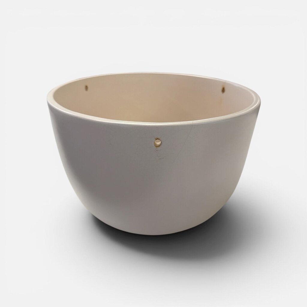Vintage Gainey Mid Century Satin Off-White Ceramic Hanging Bowl Planter