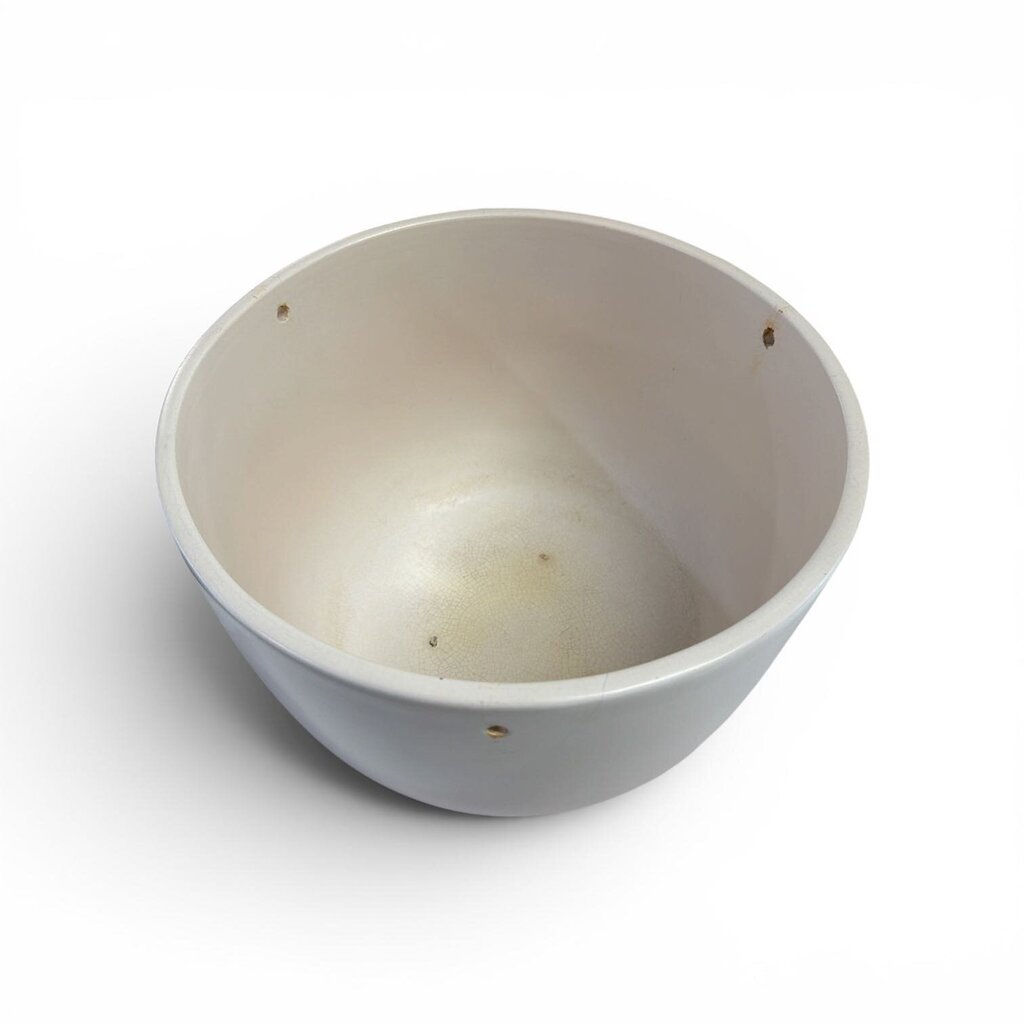 Vintage Gainey Mid Century Satin Off-White Ceramic Hanging Bowl Planter