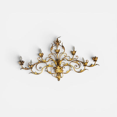 Hollywood Regency Gilt Metal 7-Light Wall Sconce