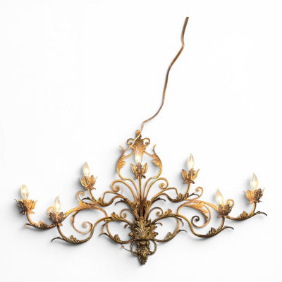 Hollywood Regency Gilt Metal 7-Light Wall Sconce