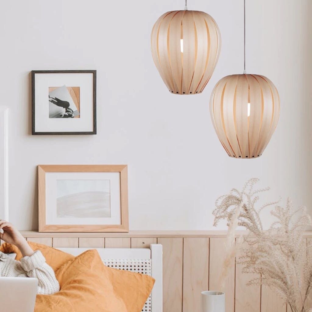 Balloon Lamp, Contemporary Geometric Wooden Pendant Light For Modern Space
