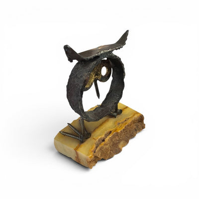 Brass Mid Century Owl on Stone Base