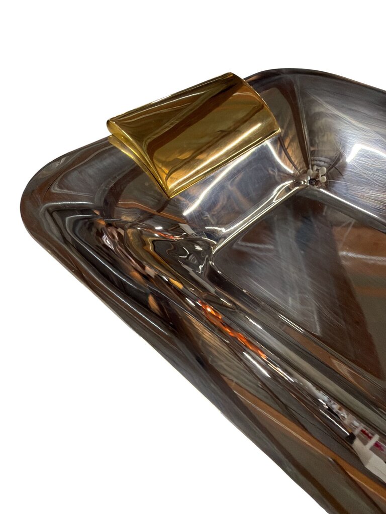 Italian Mid Century Chrome and Brass Serving Tray (Set of 2)