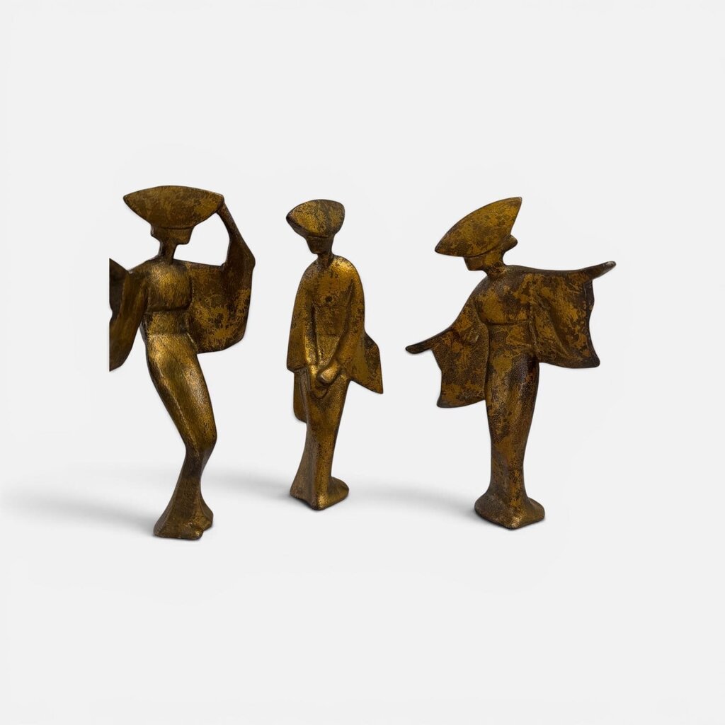 Mid Century Geisha Trio in Gold Leaf