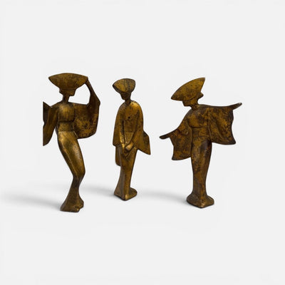 Mid Century Geisha Trio in Gold Leaf