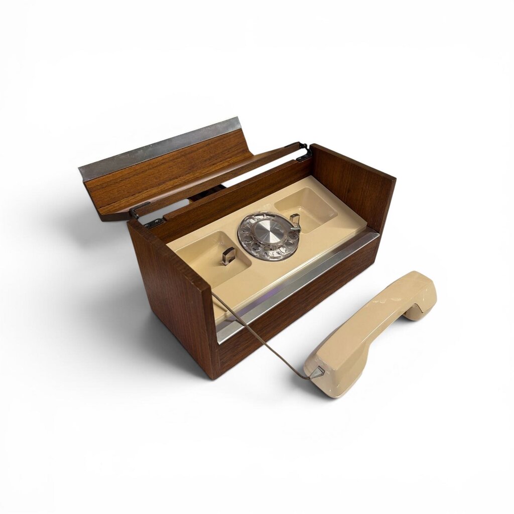 Mid Century Rotary Cased Phone in Walnut