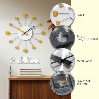 Orb Spoke Saffron Indoor Wall Clock 15 Inch