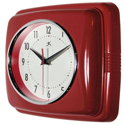 Retro Square Red Indoor Wall Clock 9.25 Inch