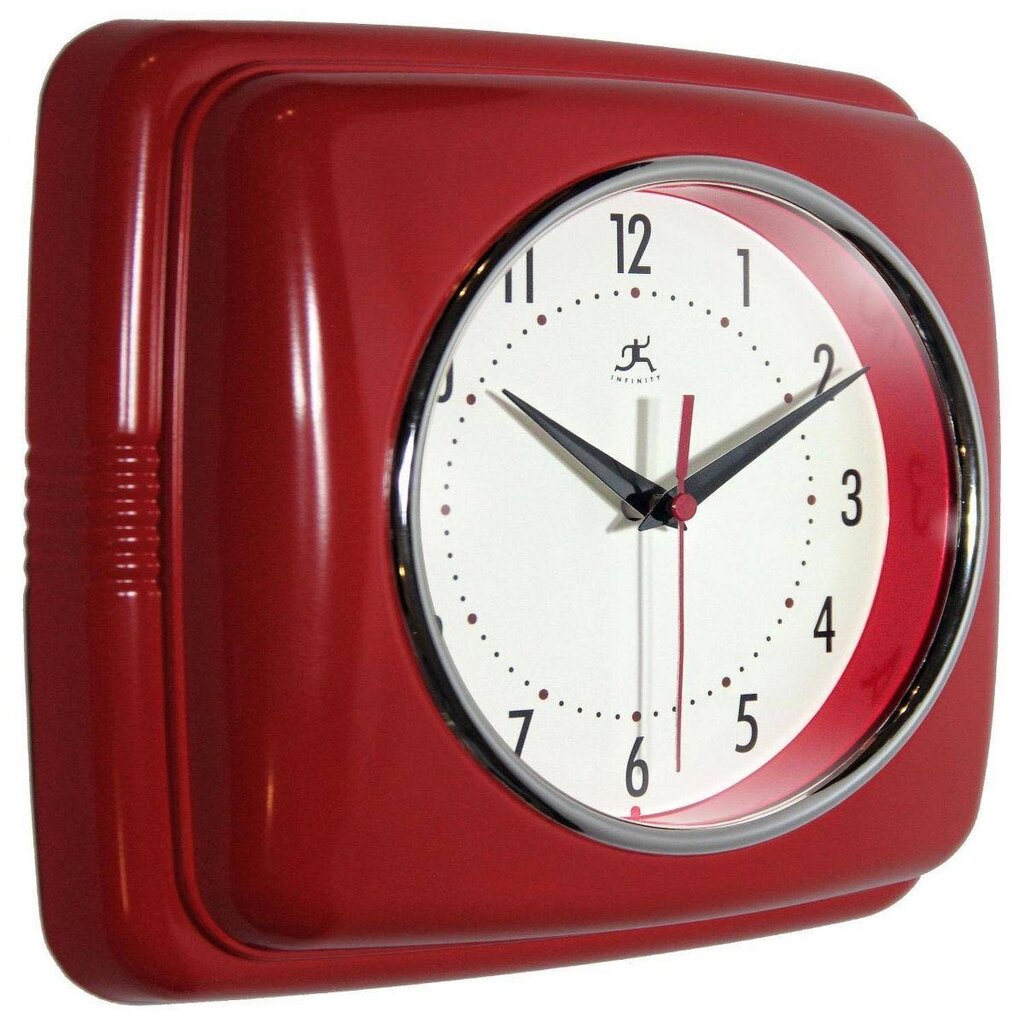 Retro Square Red Indoor Wall Clock 9.25 Inch