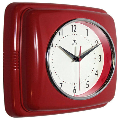 Retro Square Red Indoor Wall Clock 9.25 Inch