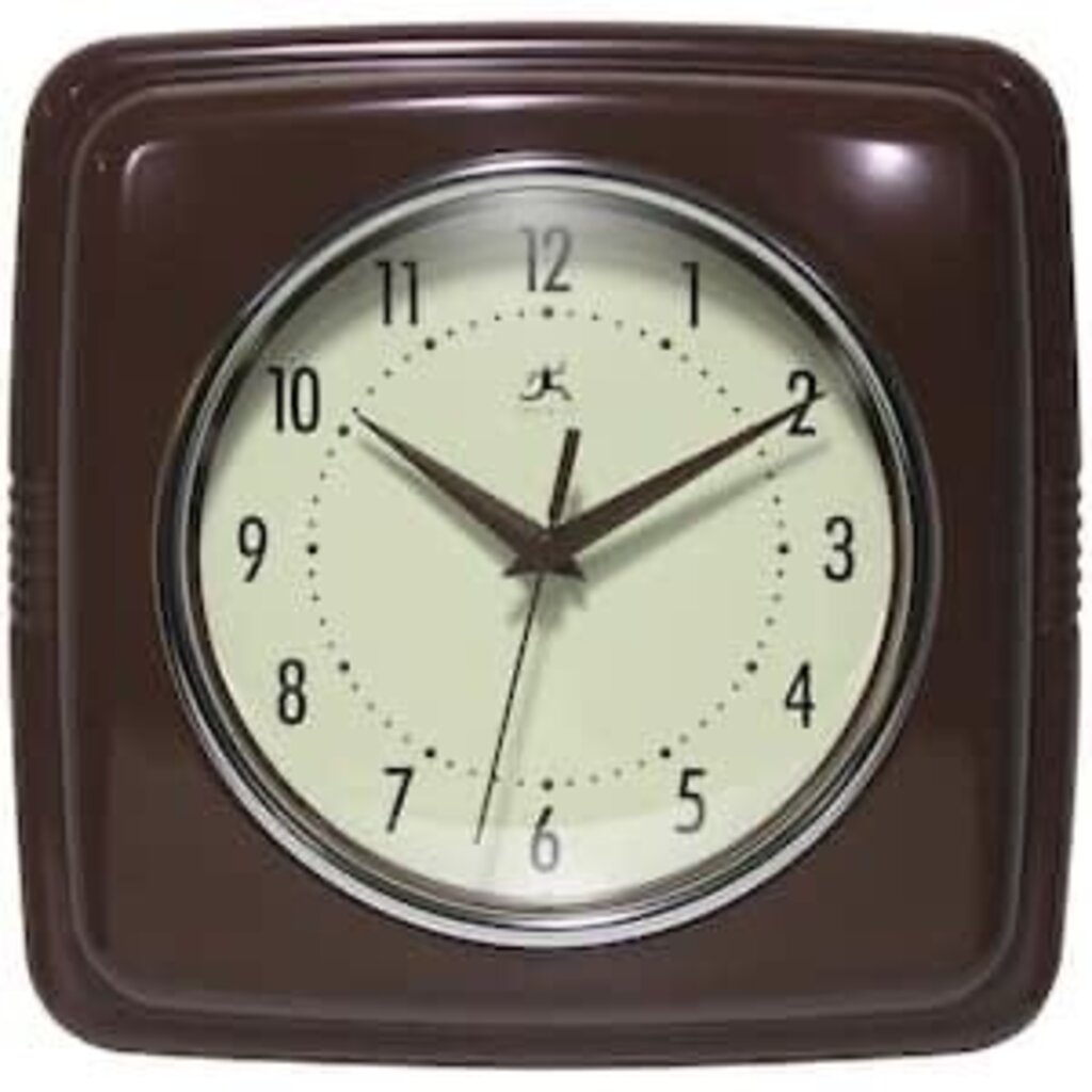 Retro Square Mahogany Indoor Wall Clock 9.25 Inch
