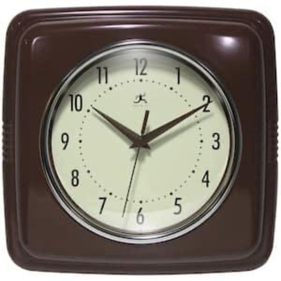 Retro Square Mahogany Indoor Wall Clock 9.25 Inch