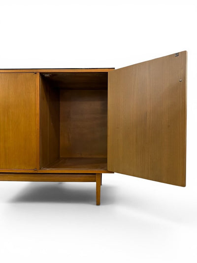 Walnut Mid Century Credenza Custom Glass Top (great condo size)