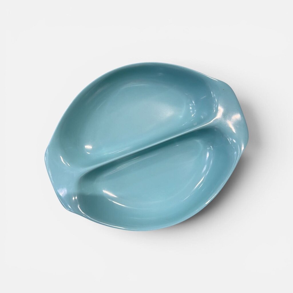 Mid Century Turquoise Melamine Divided Serving Dish by Russel Wright