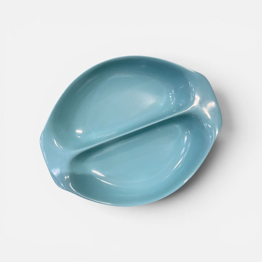 Mid Century Turquoise Melamine Divided Serving Dish by Russel Wright