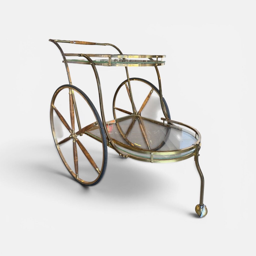 Mid Century Italian Brass Bar Cart / Trolley