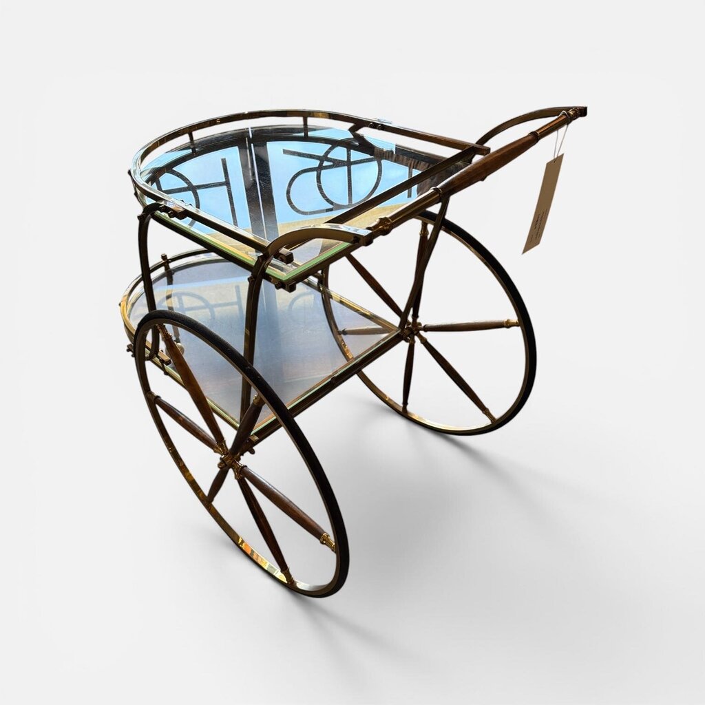 Mid Century Italian Brass Bar Card / Trolley
