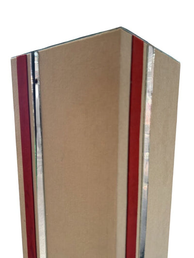Mid Century Suede Wrapped Pedestal with Mirror Top Large