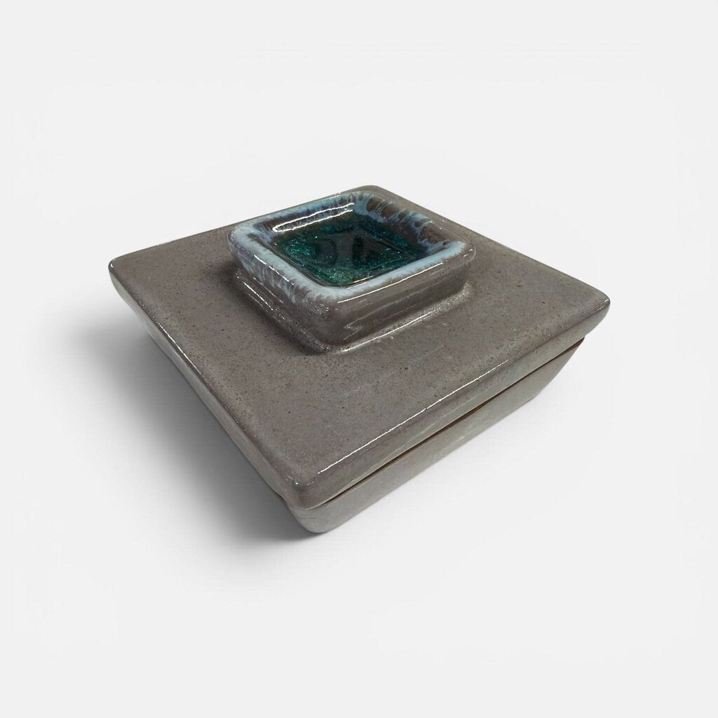 Mid Century Fused Glass Trinket Box Italian Ceramic