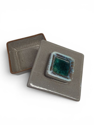 Mid Century Fused Glass Trinket Box Italian Ceramic
