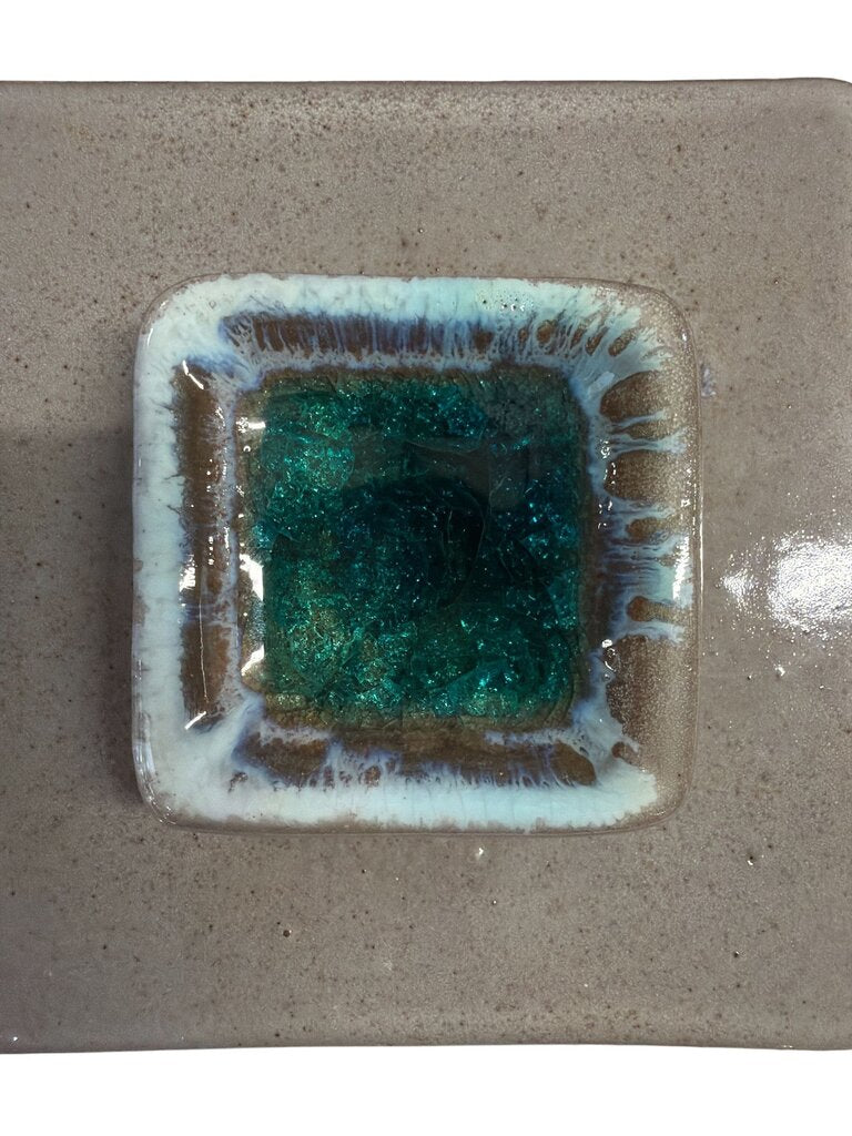Mid Century Fused Glass Trinket Box Italian Ceramic