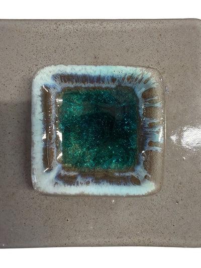 Mid Century Fused Glass Trinket Box Italian Ceramic