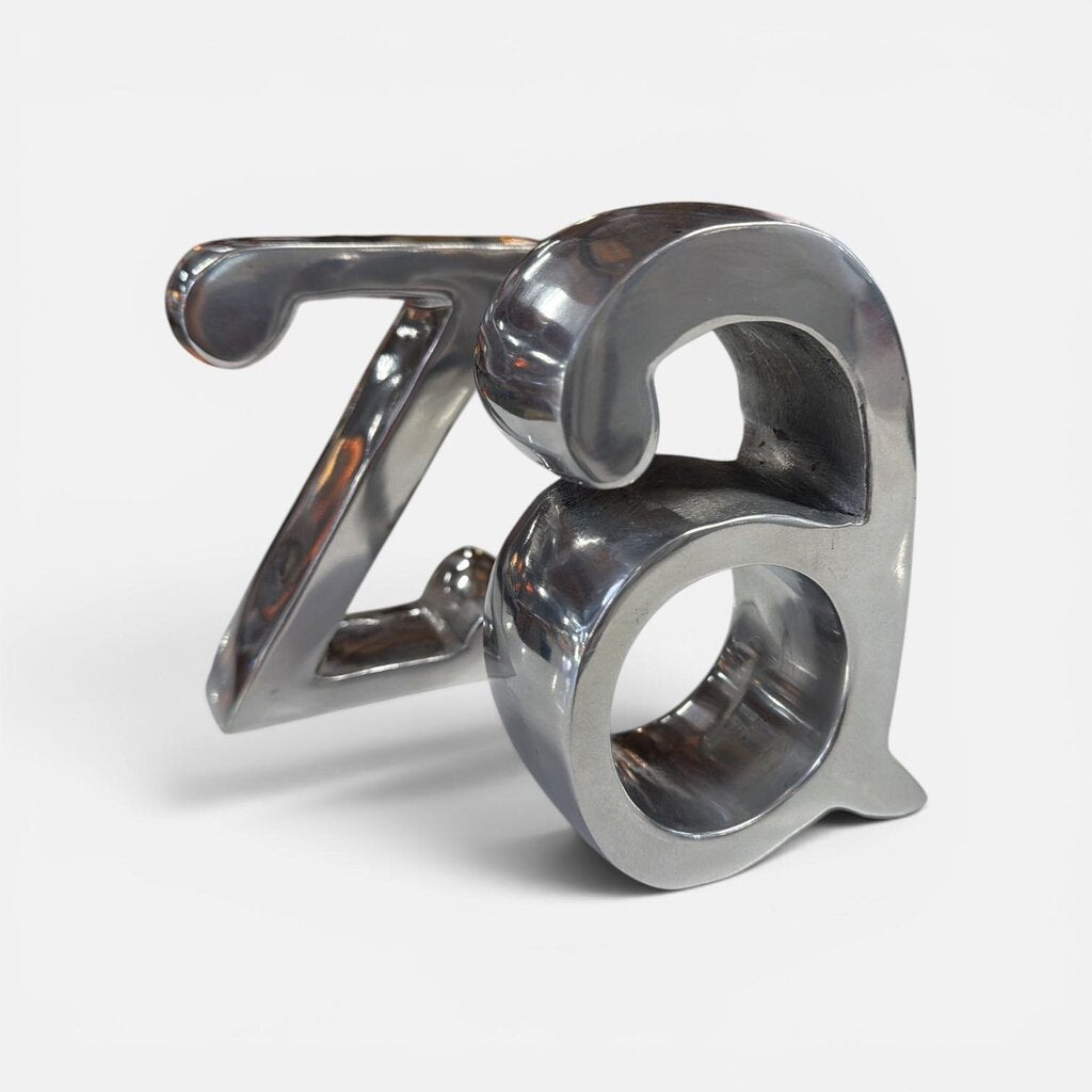 Mid Century Pair of Moderne A-Z Polished Aluminum Bookends