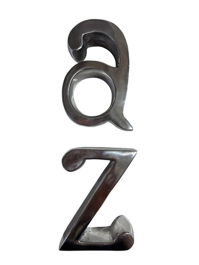 Mid Century Pair of Moderne A-Z Polished Aluminum Bookends