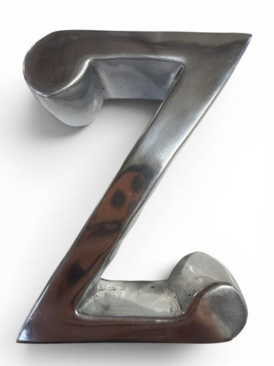 Mid Century Pair of Moderne A-Z Polished Aluminum Bookends