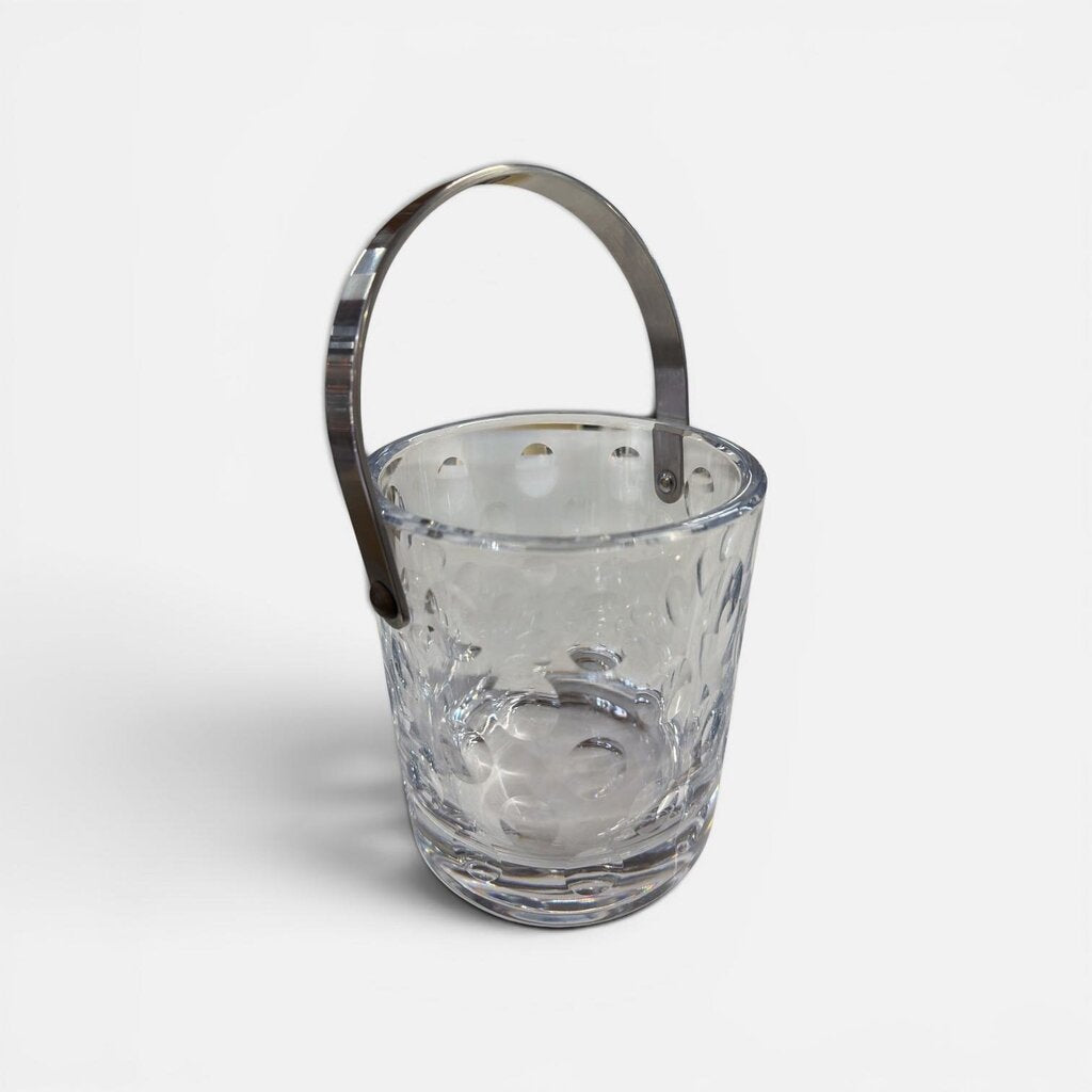 Modern Dot Crystal and Steel Ice Bucket