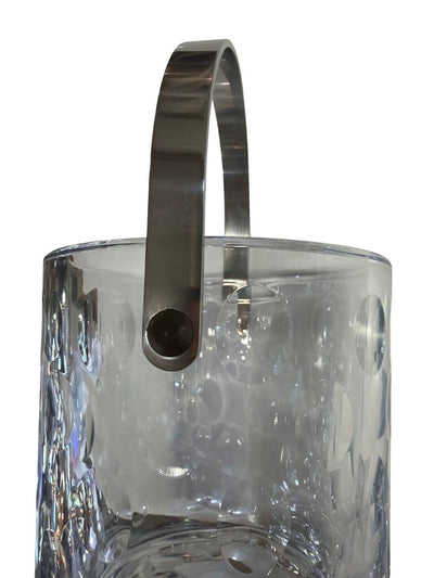 Modern Dot Crystal and Steel Ice Bucket