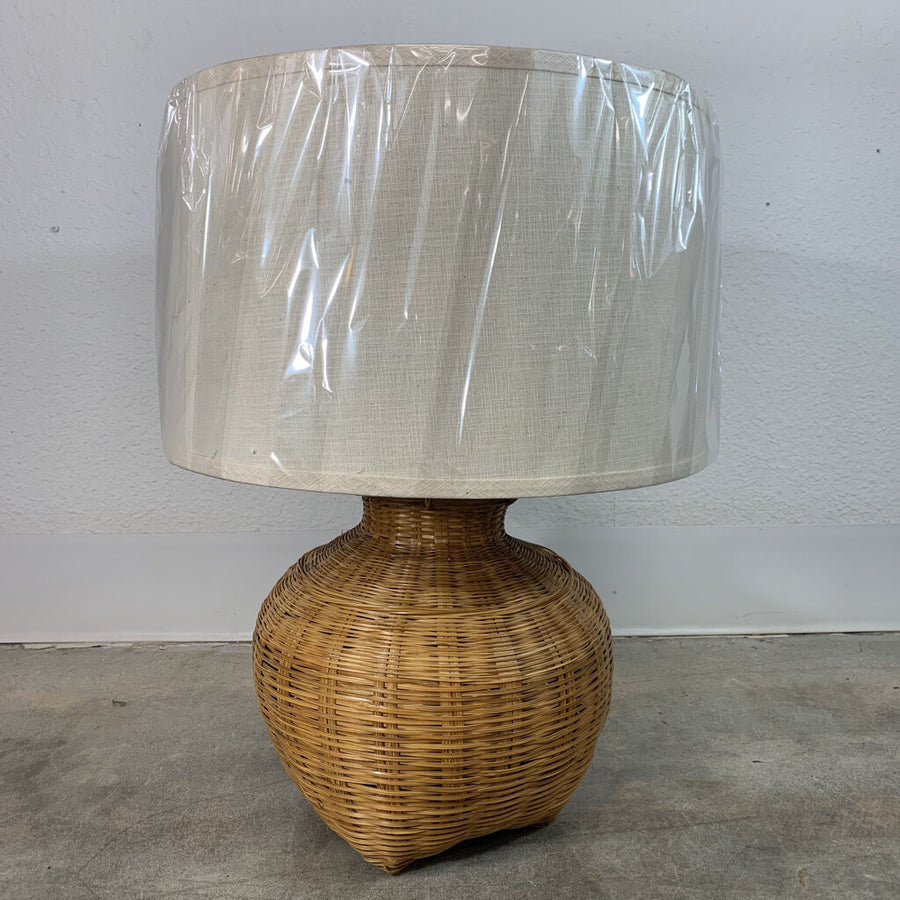 Mid Century Modern Rattan Table Lamp - 25.25"Hx15.5"Dx15.5"W
