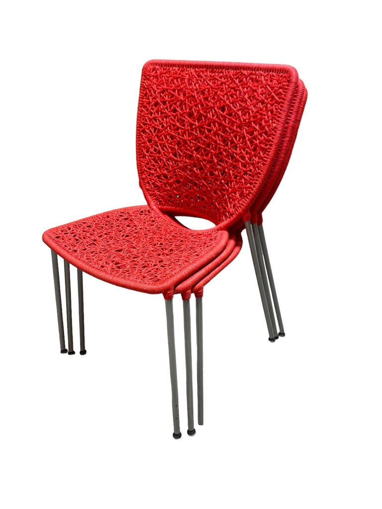 Set of 3 Red Woven Dining Chairs (Set of 3)