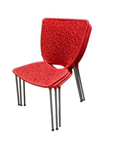 Set of 3 Red Woven Dining Chairs (Set of 3)