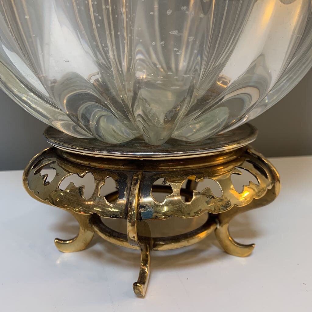 Marbro Murano and Brass Table Lamp - 29.25"Hx18.25"Dx18.25"W