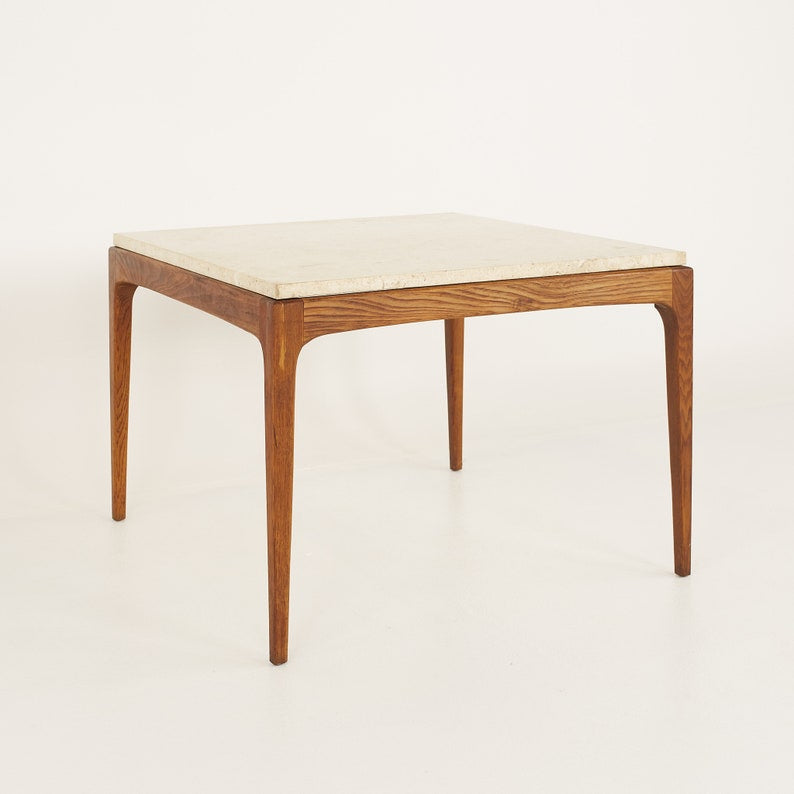 Lane Rhythm Mid Century Travertine Top Square Coffee Table