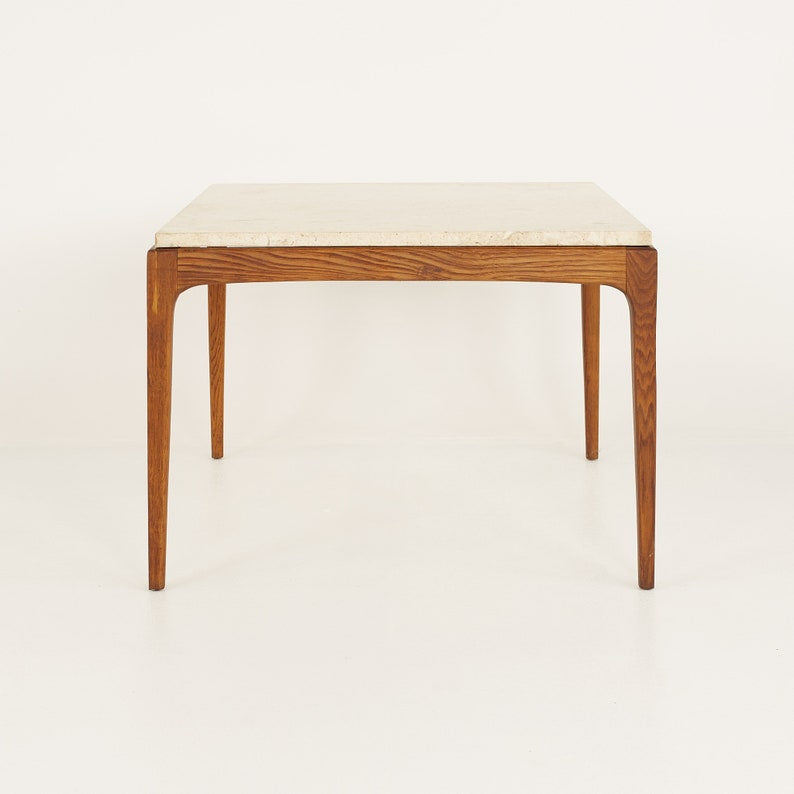 Lane Rhythm Mid Century Travertine Top Square Coffee Table
