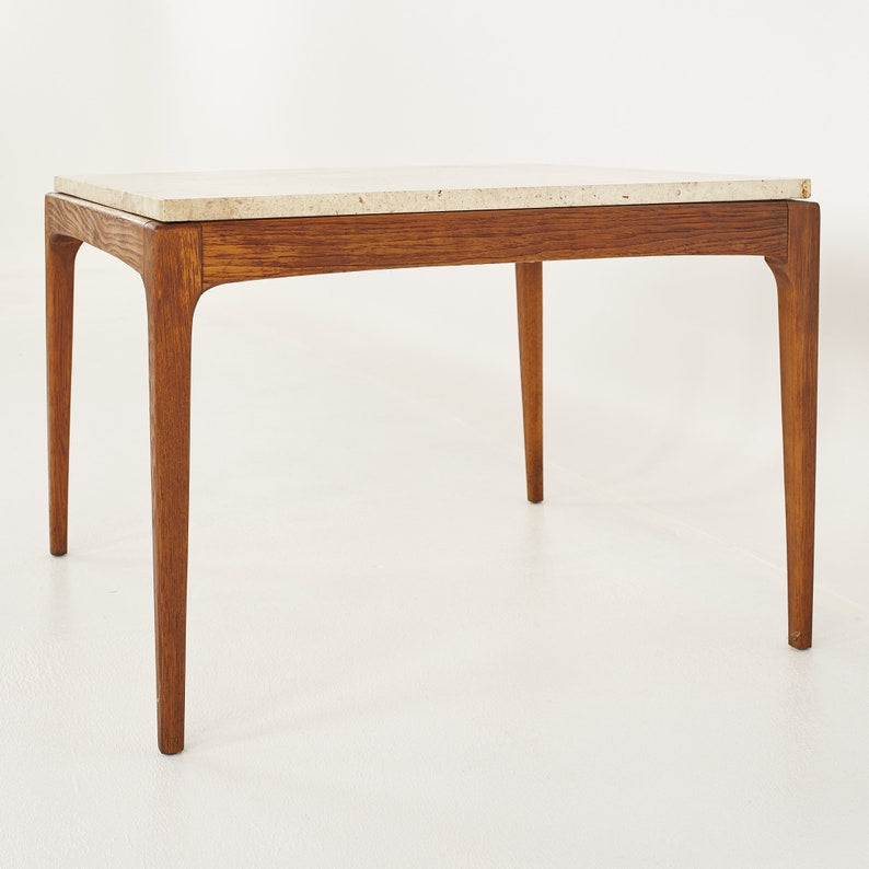Lane Rhythm Mid Century Travertine Top Square Coffee Table