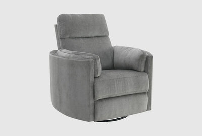 Sagen Charcoal Chenille Glider Recliner With Swivel